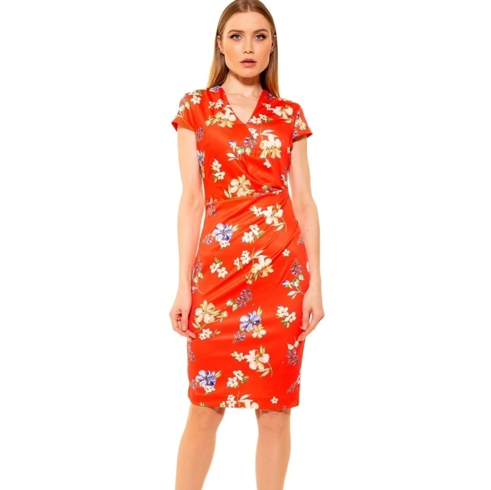 Alexia Admor Coral Floral Business Career Dress Size 6 New‎